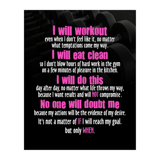 Motivational Fitness Art Print - Ideal Positive Decor for Home & Gym - 11x14 Unframed