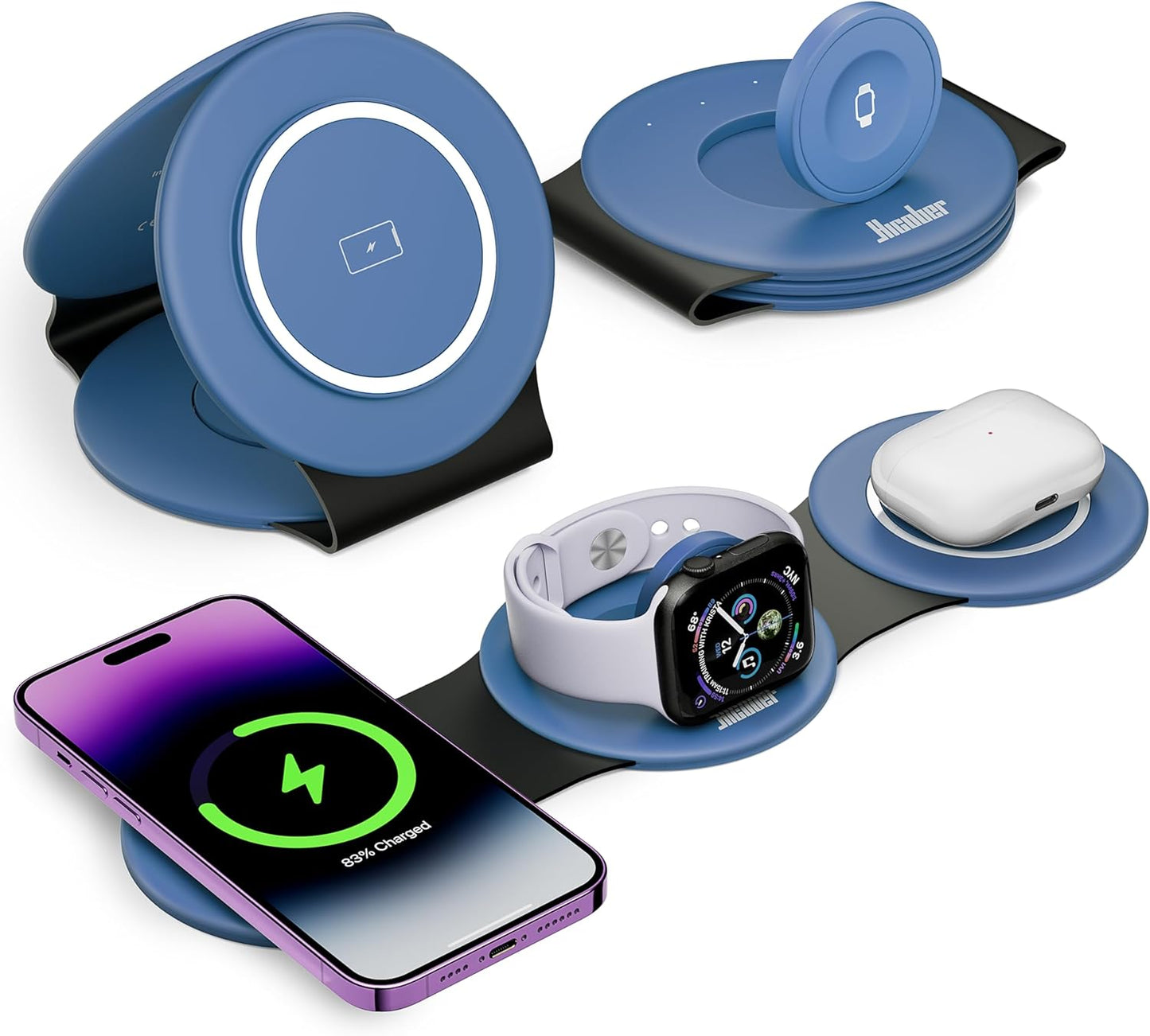 3 in 1 Wireless Charging Station for Apple Devices - Travel Ready