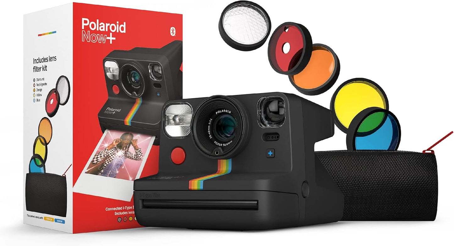 Polaroid Now+ Black - Instant Camera w/ Bonus Lens Set