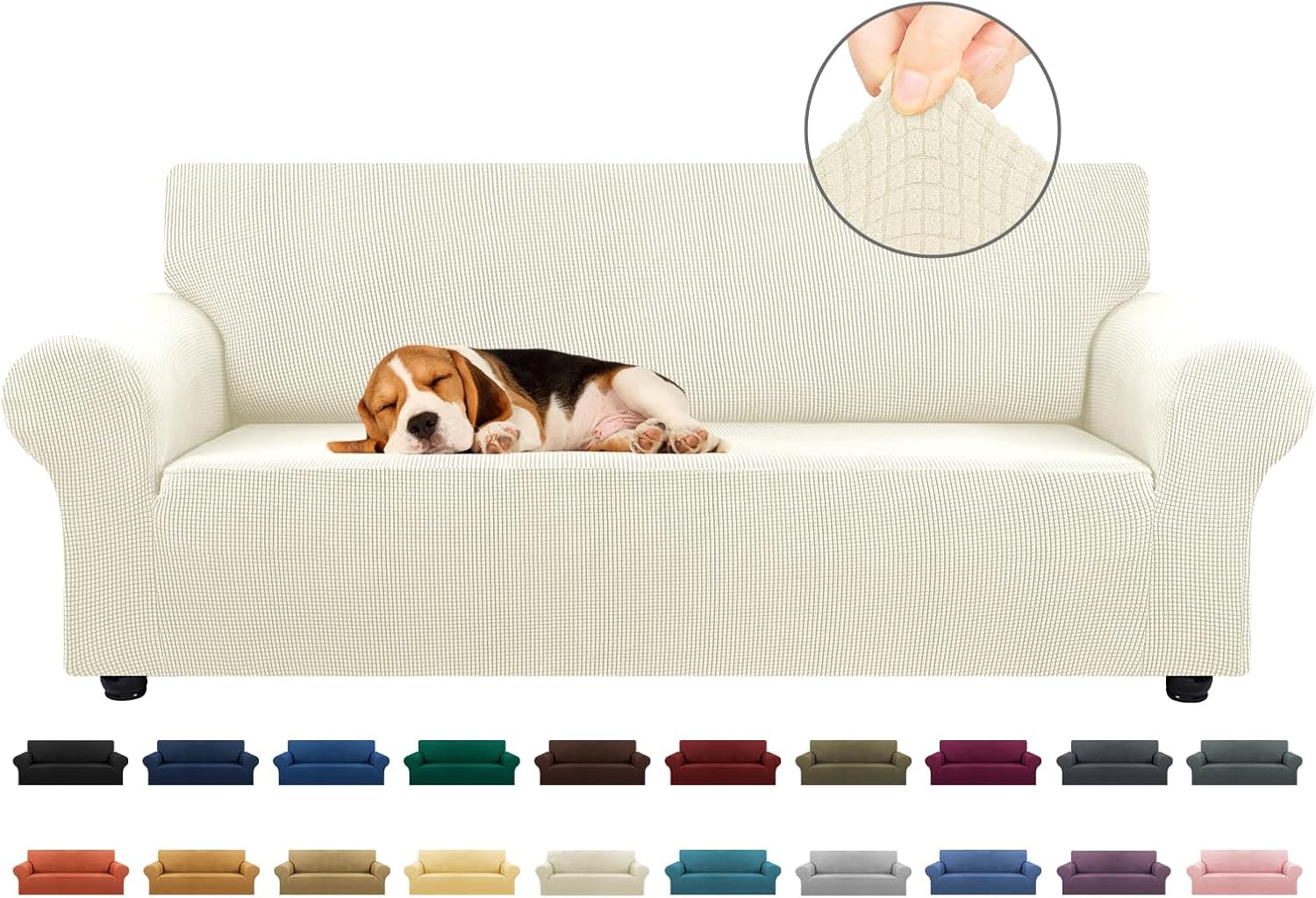 KEKUOU Stretch Sofa Cover Slipcover for 3 Cushion Couch Sofa