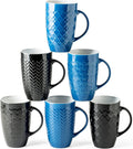 AmorArc Large Coffee Mugs Set of 6, 20oz Ceramic Tall Mugs - Textured