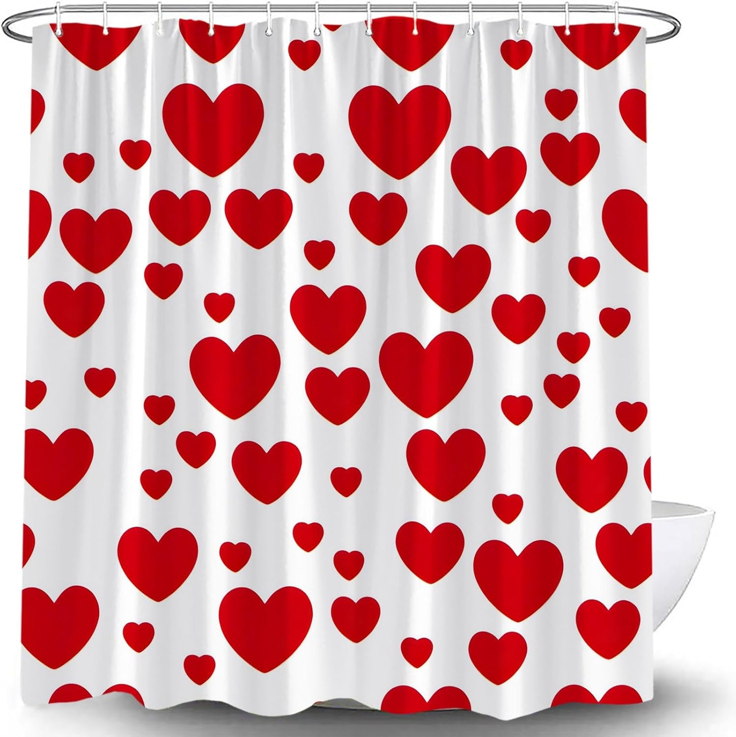 Romantic Red Hearts Shower Curtain - Love & Luxury