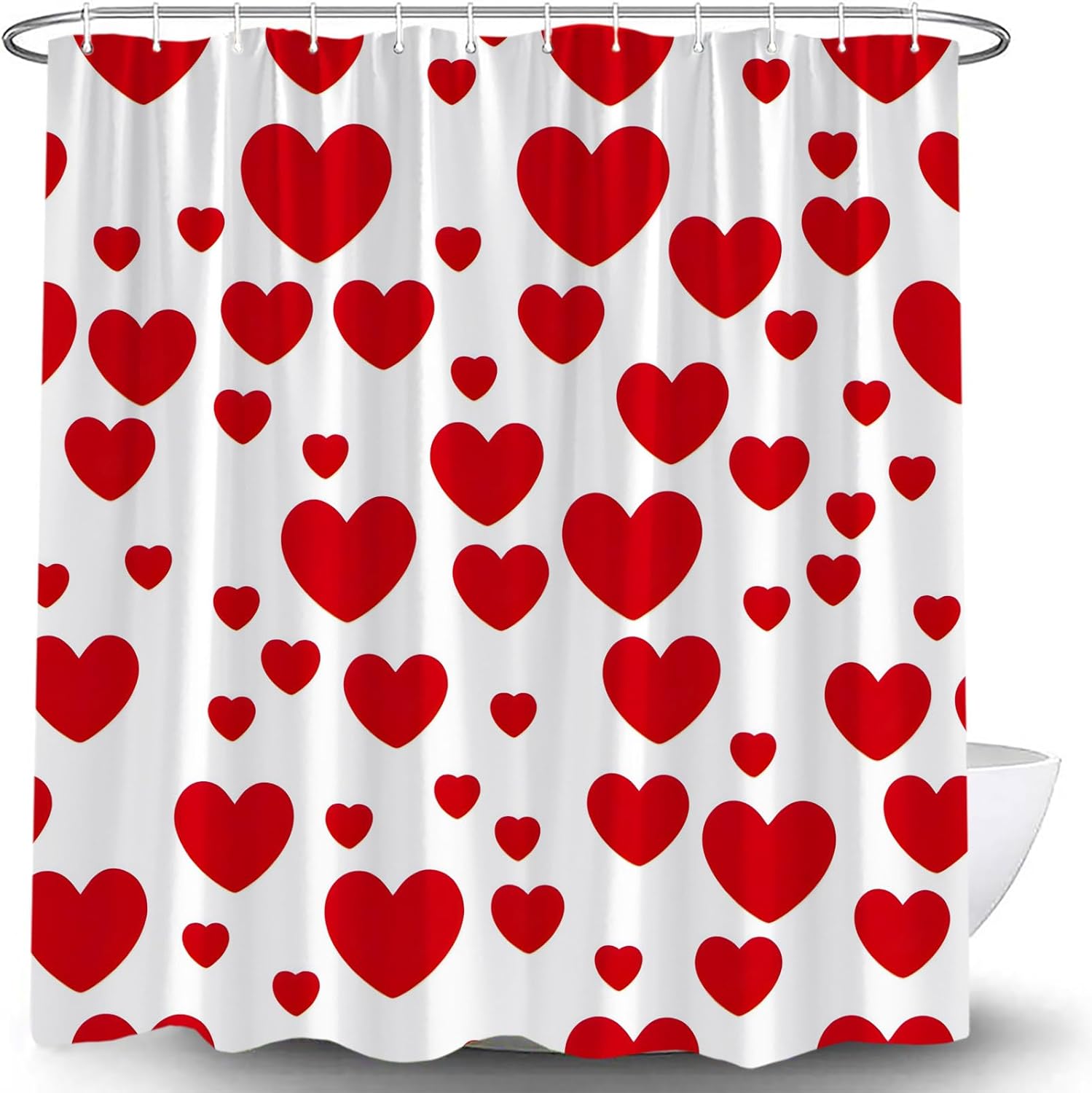 Romantic Red Hearts Shower Curtain - Love & Luxury