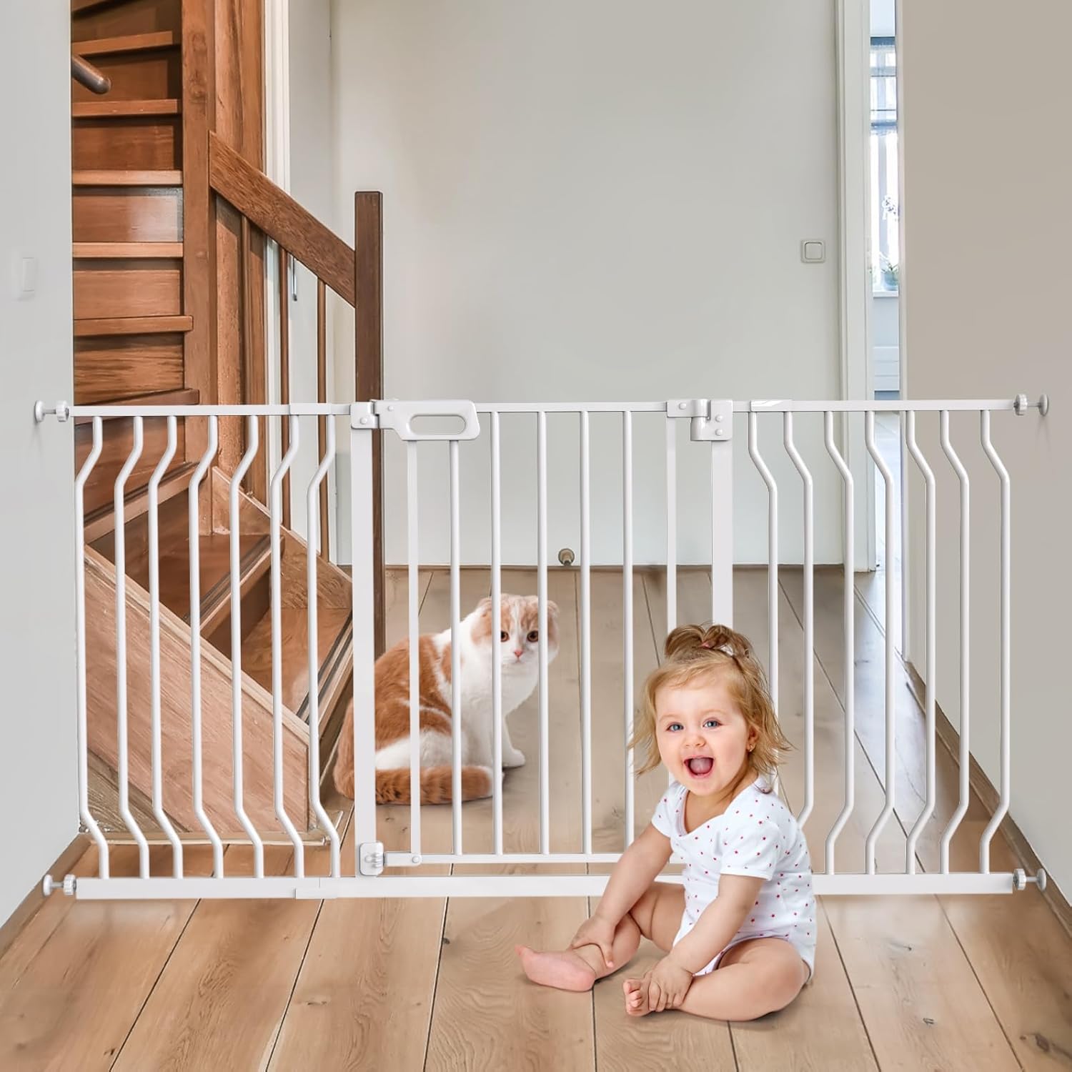 GROWNSY Baby Gate 53-57in Auto-Close Dog Gate for Safety