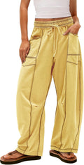 Yanekop Womens Baggy Wide Leg Pants Casual - Drawstring Waist Comfort