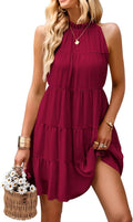 KIRUNDO Womens Halter Sundress 2025 - Flowy Tiered Mini Dress Needed