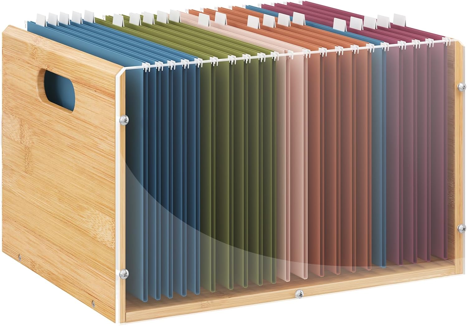 Letter/Legal Bamboo Acrylic File Box Organizer for Home Office