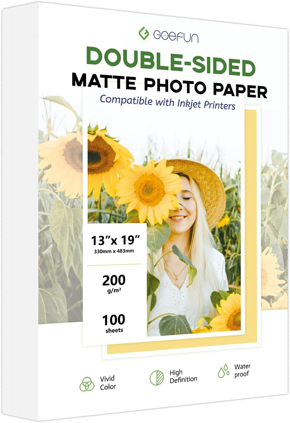 13 x 19 Double Sided Photo Paper for Inkjet Printers, 100 Sheets