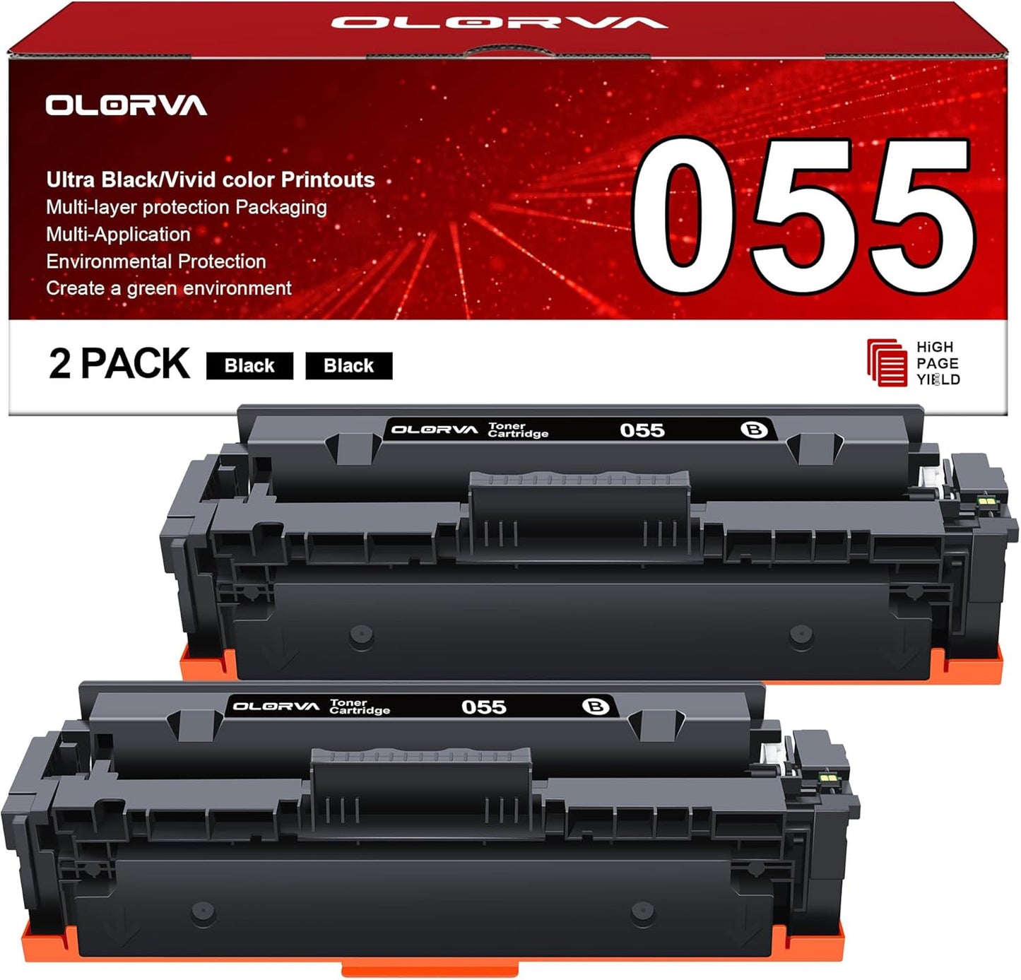 055 Black Toner Cartridges Replacement for Canon Printers 2 Pack
