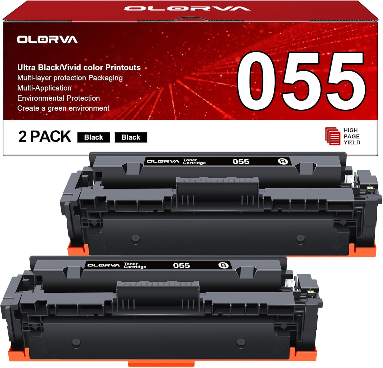 055 Black Toner Cartridges Replacement for Canon Printers 2 Pack