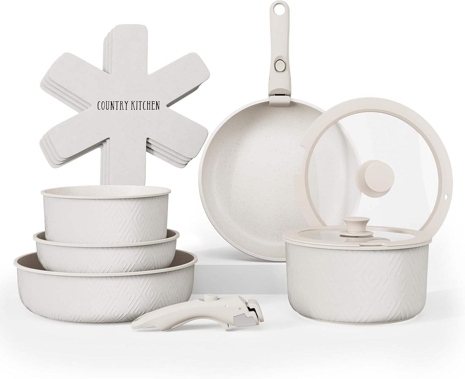 Versatile Cookware Set with Removable Handle for Easy Storage