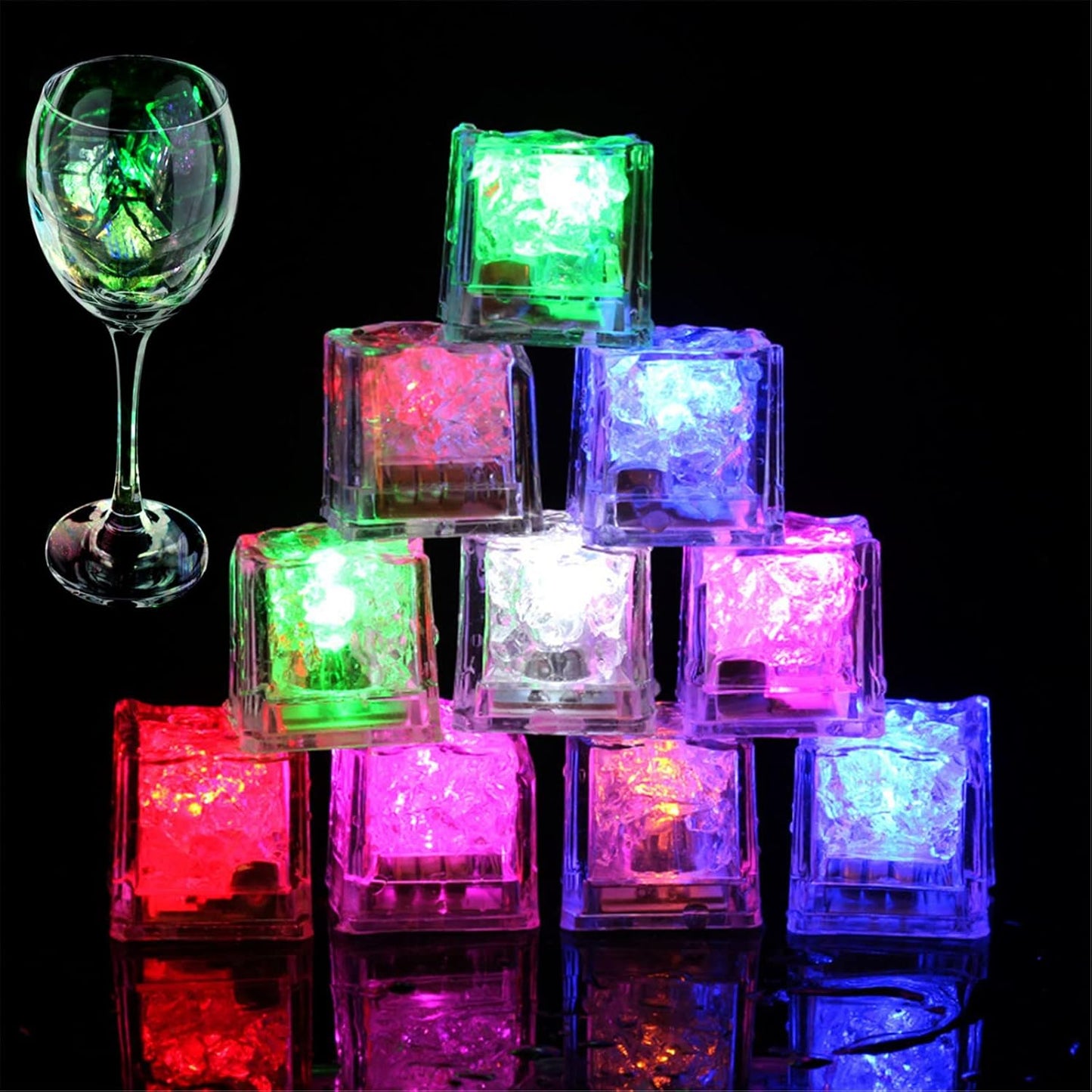 Light Up Ice Cubes for Parties, Weddings, and Bars - 96 Pack