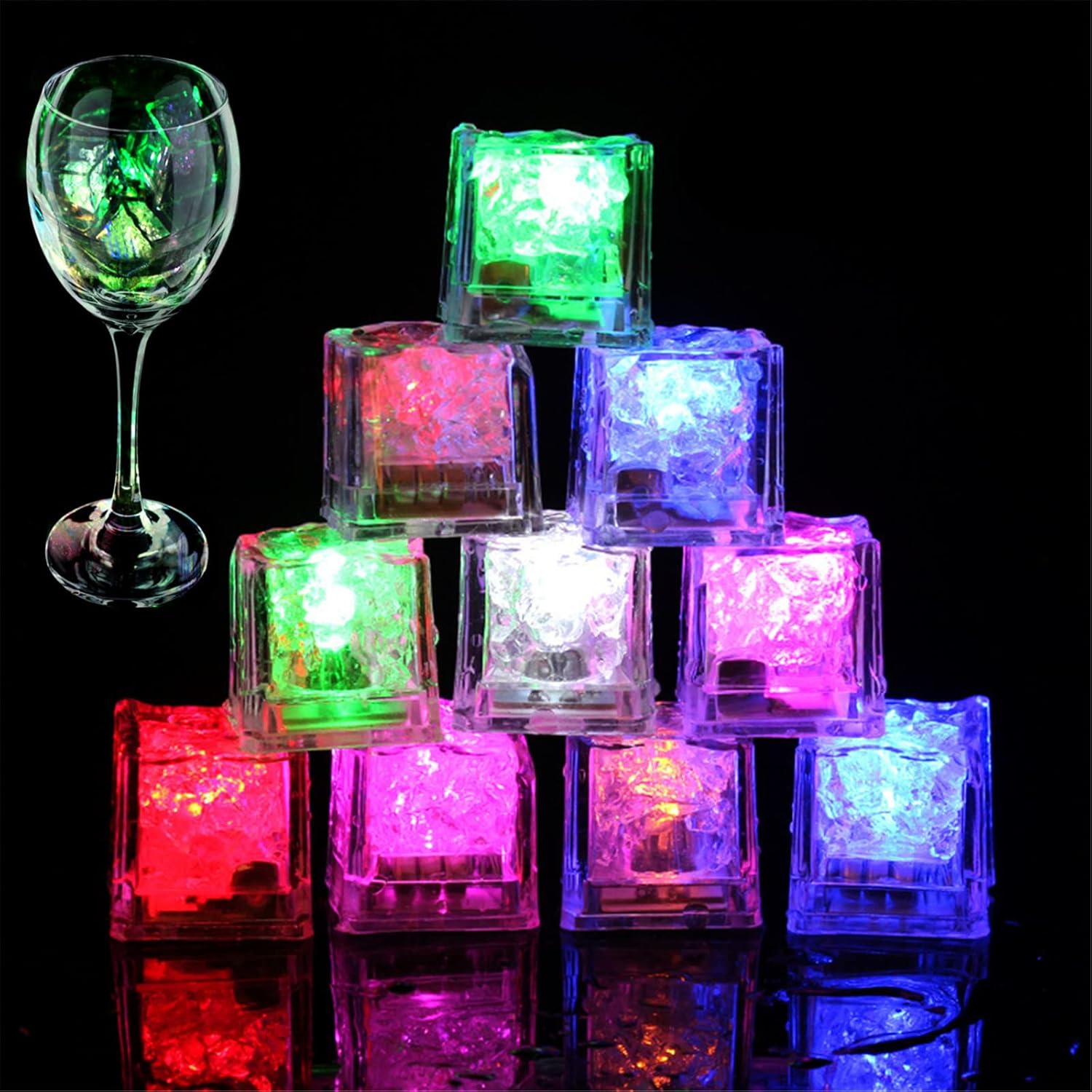 Light Up Ice Cubes for Parties, Weddings, and Bars - 96 Pack