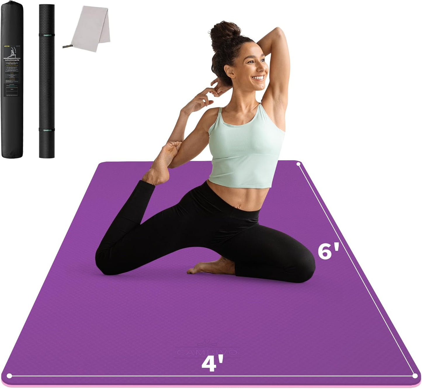 CAMBIVO Large Yoga Mat for Home Workout, Extra Wide & Thick