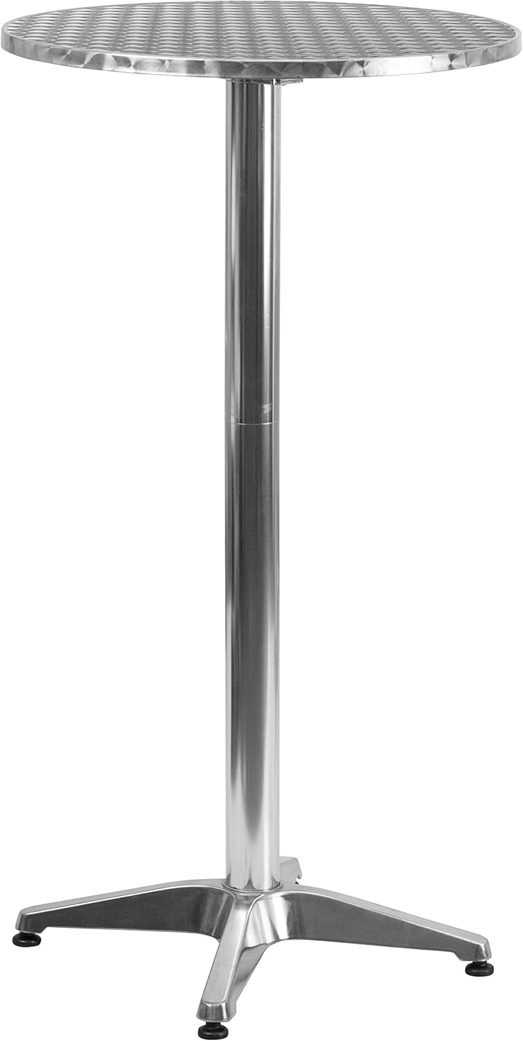23.25 in Round Aluminum Bar Height Cocktail Table for Indoor/Outdoor