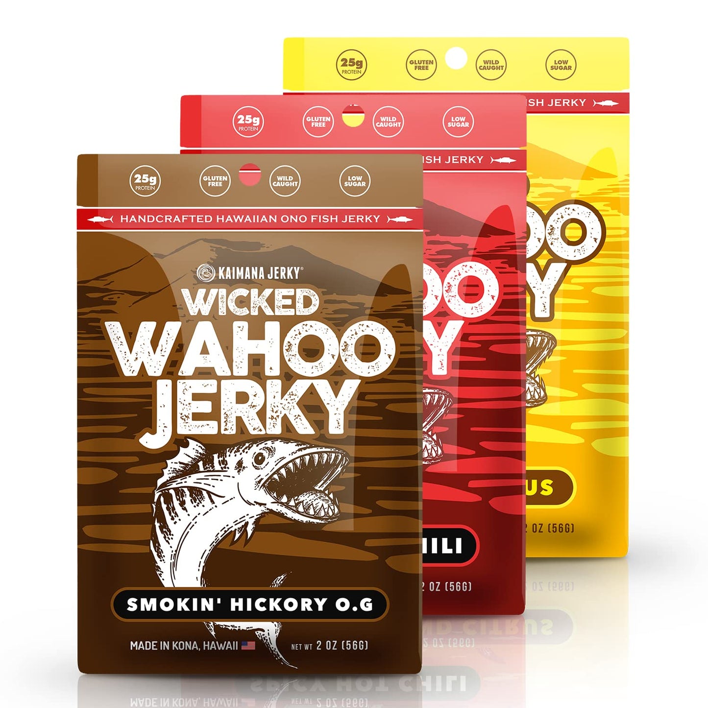 Wahoo Ono Fish Jerky Variety Pack - Smokin' Hickory & More