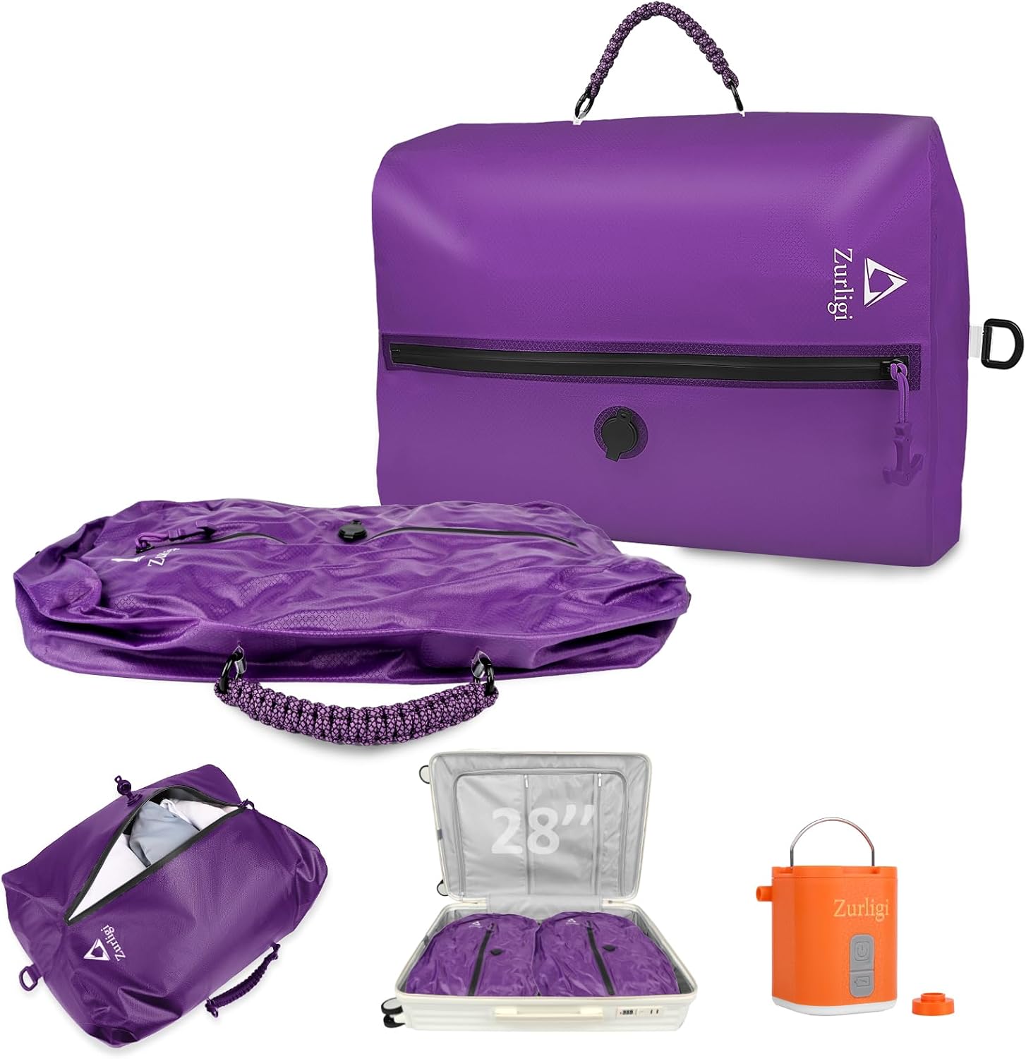 Zurligi Vacuum Compression Bags for Travel - Waterproof & Reusable