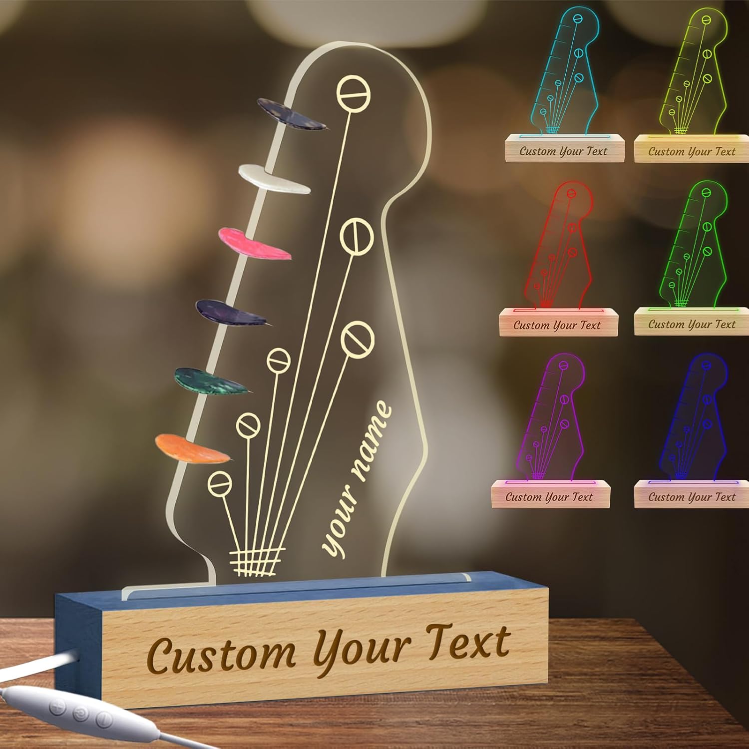 Custom Acrylic Guitar Pick Holder - Personalized Name