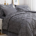JOLLYVOGUE Dark Grey Full Size Comforter Set - Elegant Pintuck Design