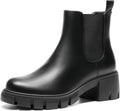 DREAM PAIRS Women's Elastic Chelsea Ankle Boots - Low Chunky Heel 2