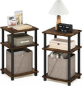 Furinno JUST Side Table Set of 2 - Modern 3-Tier End Tables