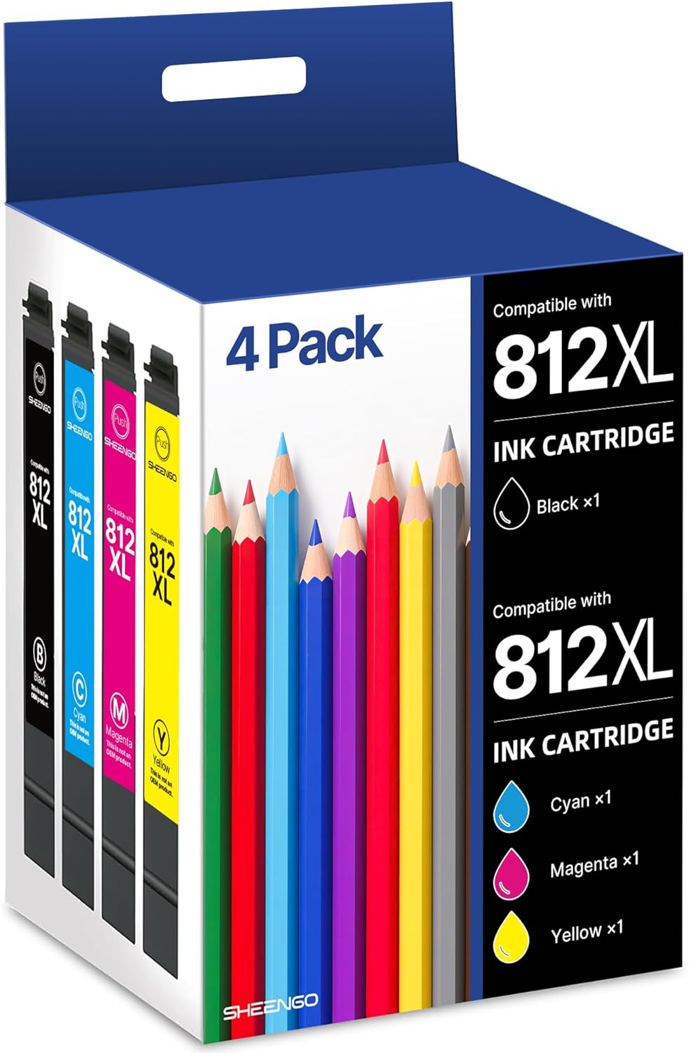 812XL Ink Cartridge Remanufactured Replacement for Epson Printers