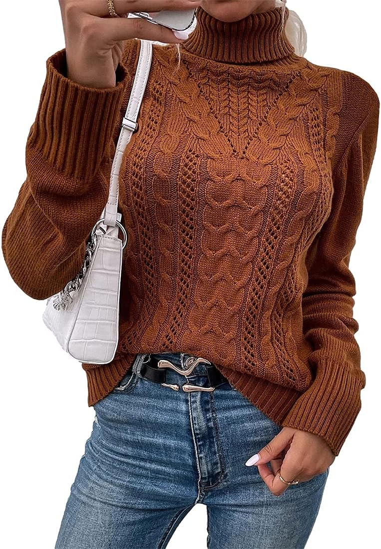 Casual Turtleneck Long Sleeve Sweater for Women - Stylish Knit