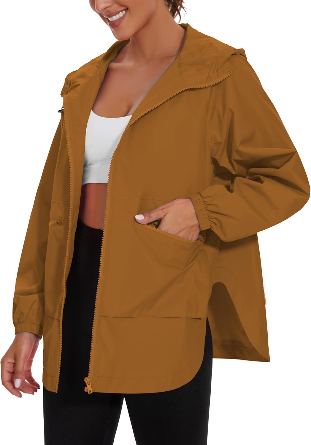 PESION Womens Waterproof Raincoat Lightweight Windbreaker Jacket