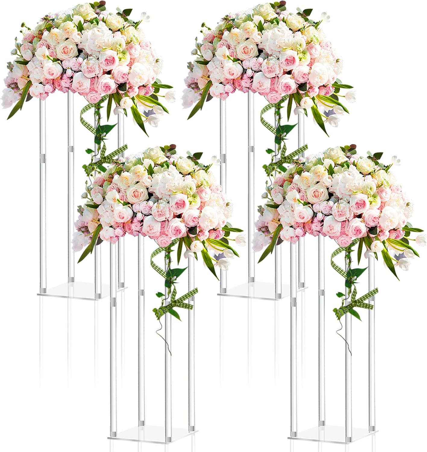 Elegant 20 Inch Tall Acrylic Vase Wedding Centerpieces Set