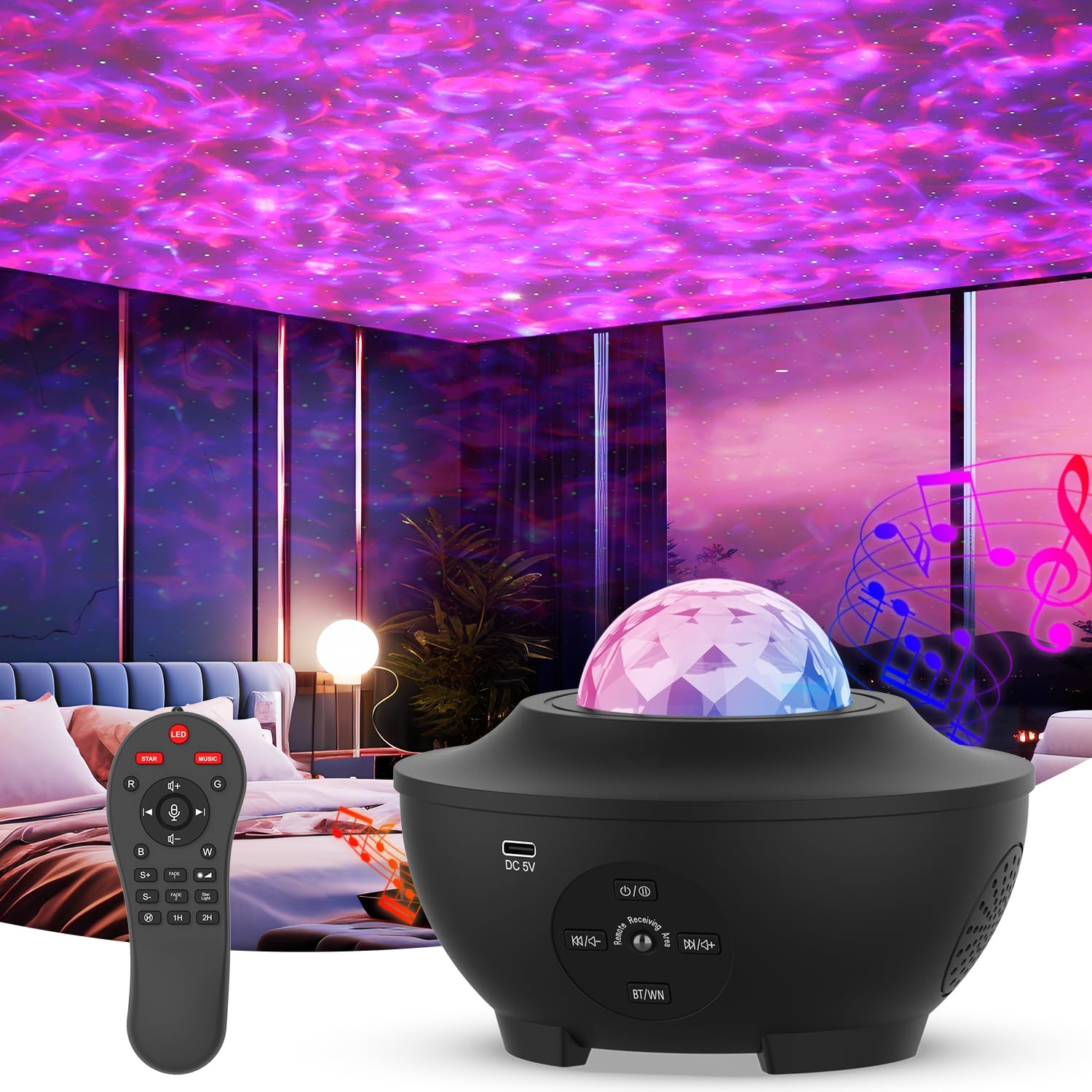 Star Projector with White Noise & Bluetooth Speaker