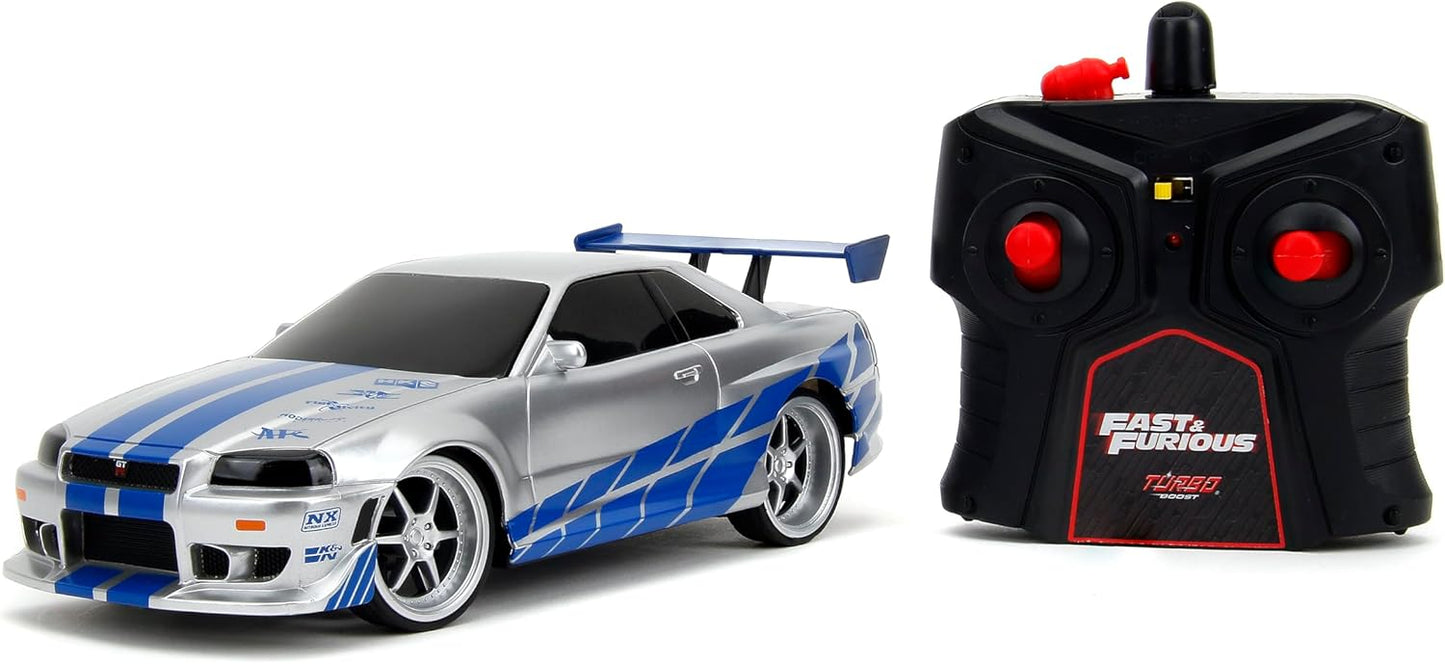 Fast & Furious 1:24 Nissan GT-R R34 RC - Speedy Silver Fun