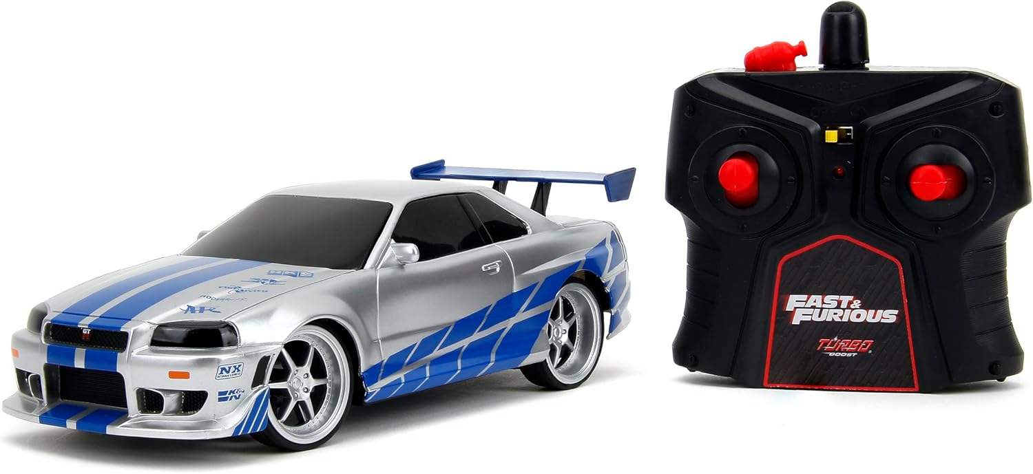 Fast & Furious 1:24 Nissan GT-R R34 RC - Speedy Silver Fun
