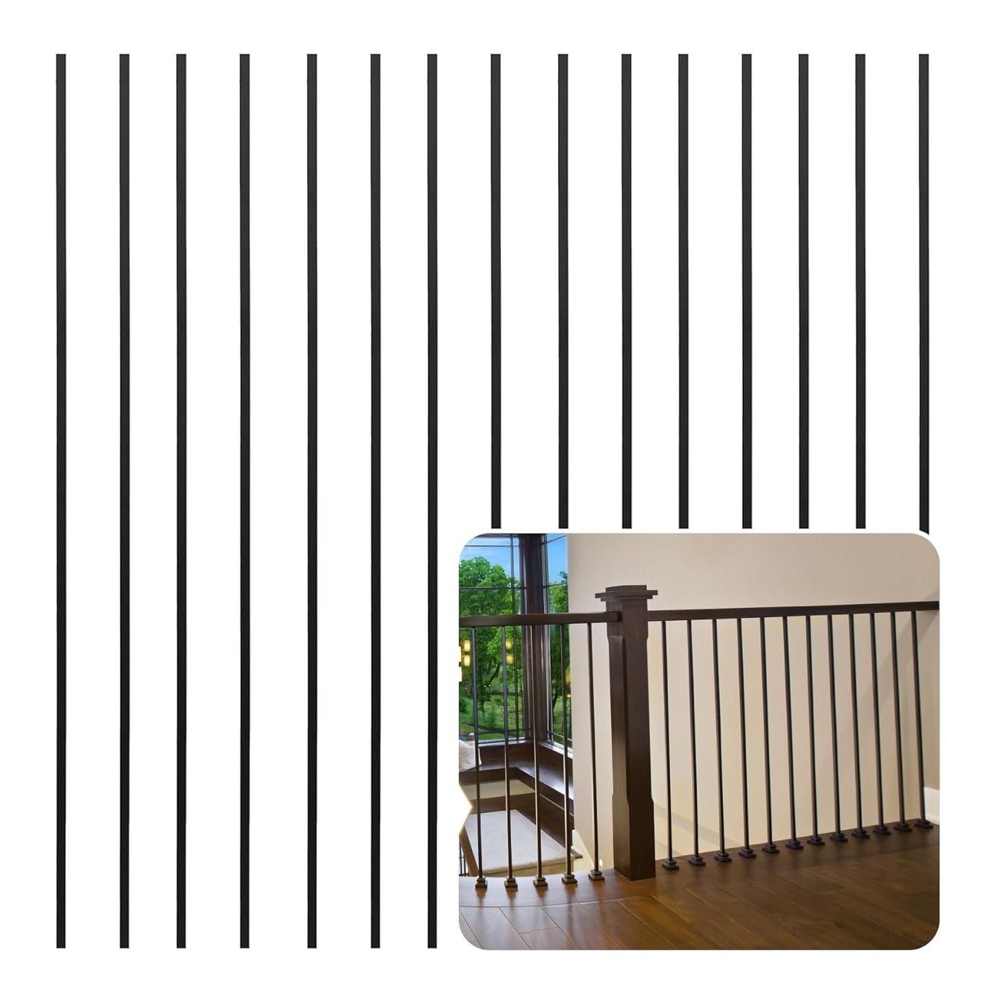 15-Pack Iron Balusters for Staircase - Durable Metal Spindles
