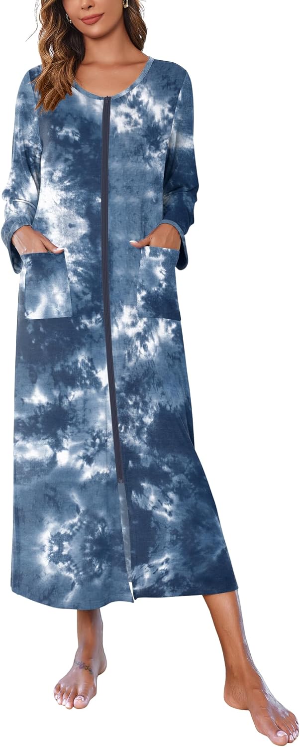 Ekouaer Women Long House Coat Zipper Front Robes Review