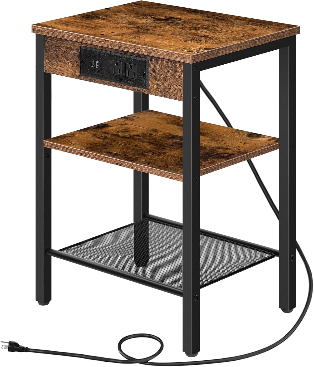 HOOBRO 3-Tier Side Table with USB Ports