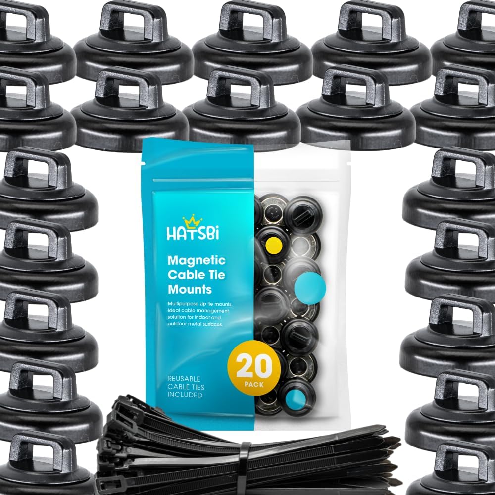 HATSBI Magnetic Cable Mounts - 20 Pack