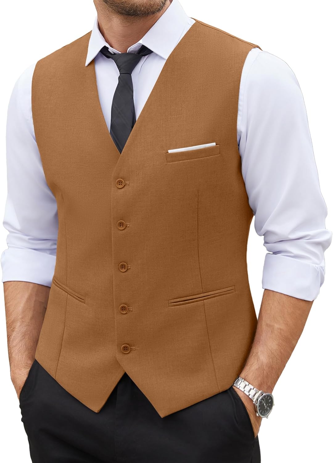 COOFANDY Men's Suit Vest Slim Fit for Business and Casual Wear