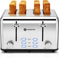 Aigostar Toaster 4 Slice Stainless Steel - Dual Controls for Family