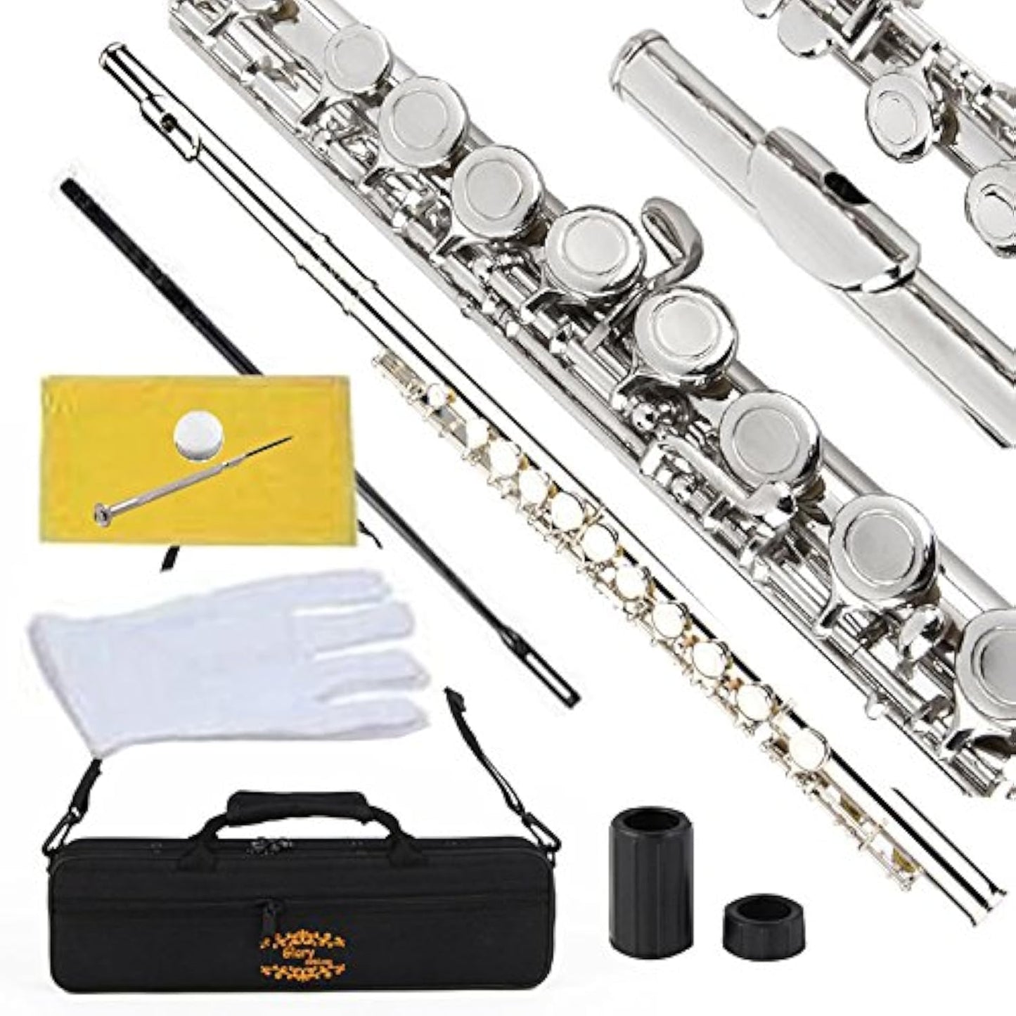Glory Closed Hole C Flute with Case and Accessories for Musicians
