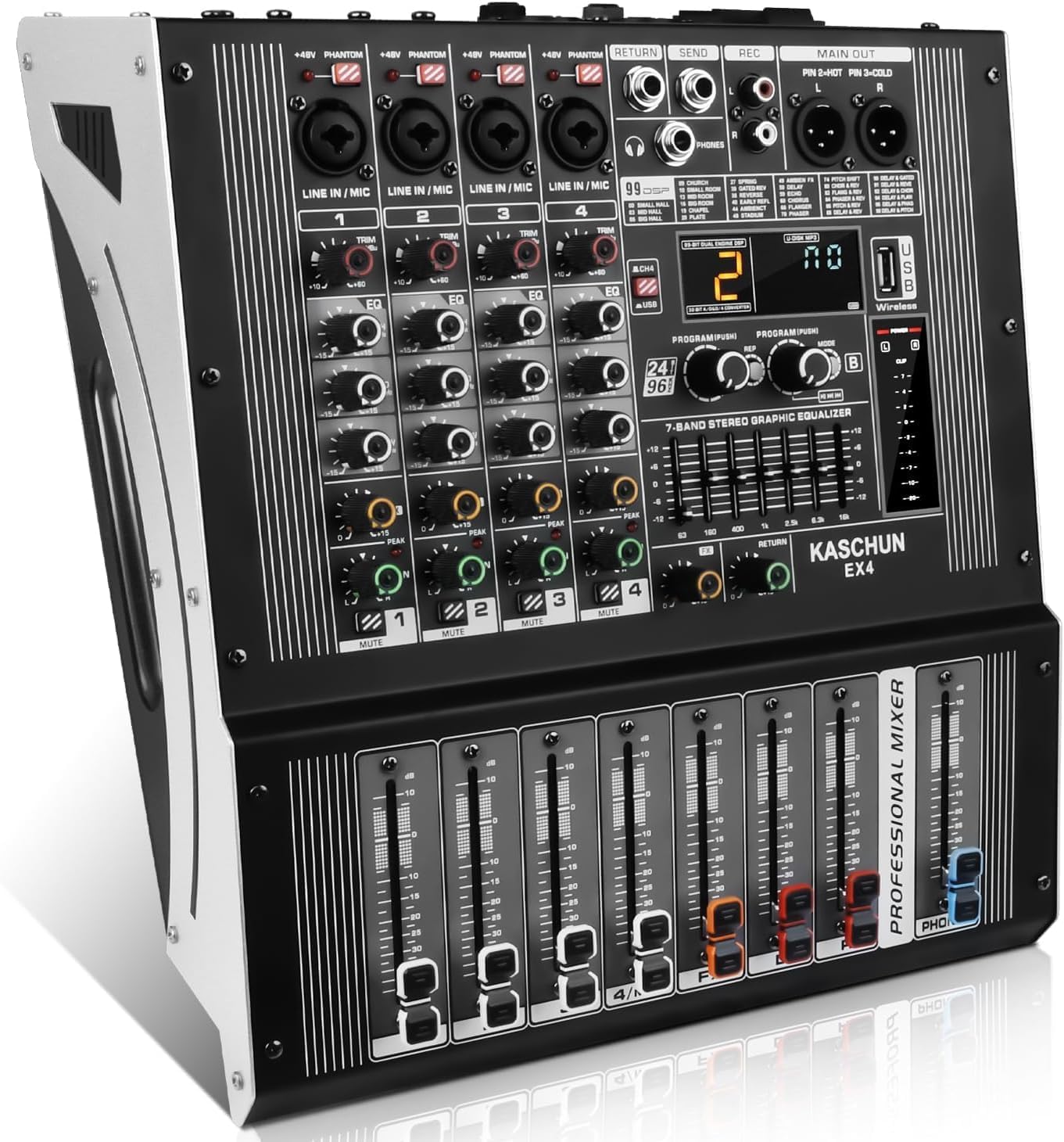 EX4 4-Channel Stereo Audio Mixer with Bluetooth & DSP Effects