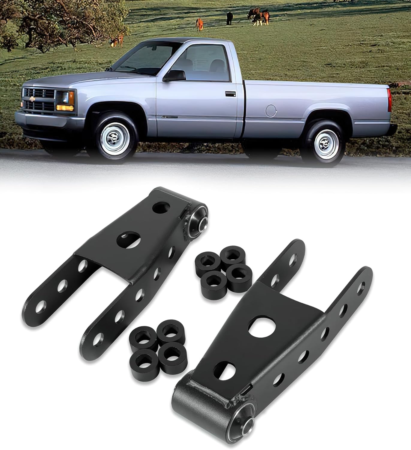 2-3in Suspension Rear Drop Shackles Kit for Chevy GMC Dodge