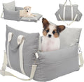 Leather Dog Car Seat for Small Dogs - Booster Seat with Storage Pocket