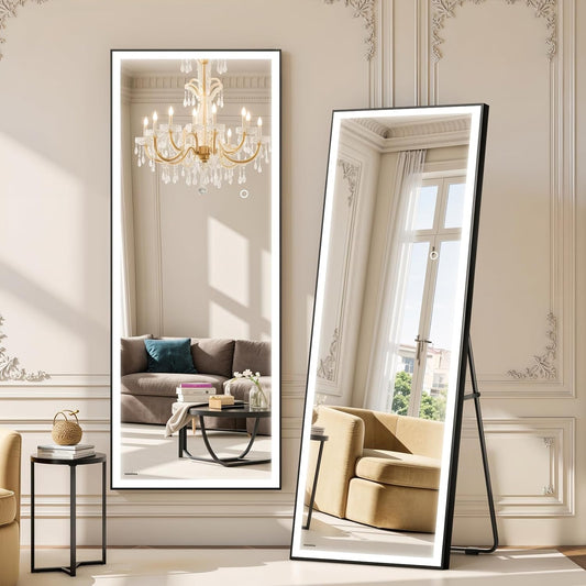72x28 Full Length Mirror with Dimmable LED Light for Clarity