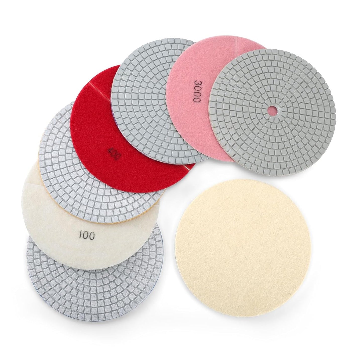 8PCS Diamond Polishing Pads 7 Inch for Wet/Dry Stone Projects