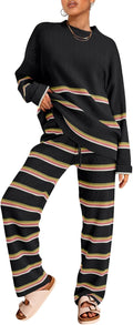 LILLUSORY 2 Piece Striped Knit Sweater Set - Cozy Everyday Lounge