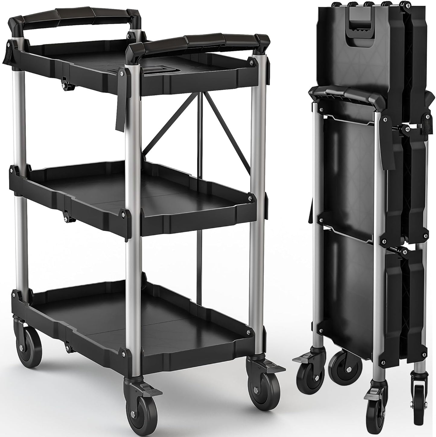 DWVO 350 LBS Foldable Utility Cart with Wheels for Easy Transport