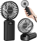 Portable Handheld Fan: 6.5H Max Lasting, 3 Speed, USB Recharge, Digital Display