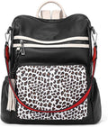 Black Leopard CLUCI Backpack Purse for Women - Large Leather Tote