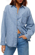 Womens Oversized Denim Shirt Jean Jacket 100% Cotton - Fall Shacket
