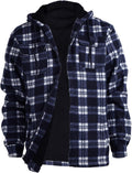 Heavy Thick Flannel Plaid Jacket Sherpa Fleece Lined Hoodie - Warm zip